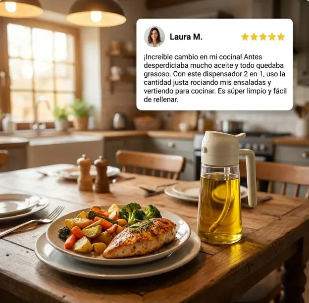 Olium™ Dispensador de Aceite 2 en 1 - Vierte y Rocia